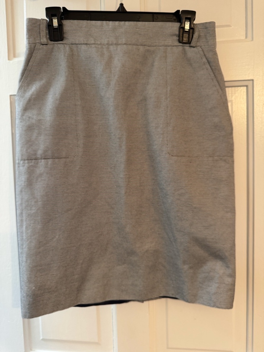 Akris Punto Blue/Gray White Pencil Skirt US 10